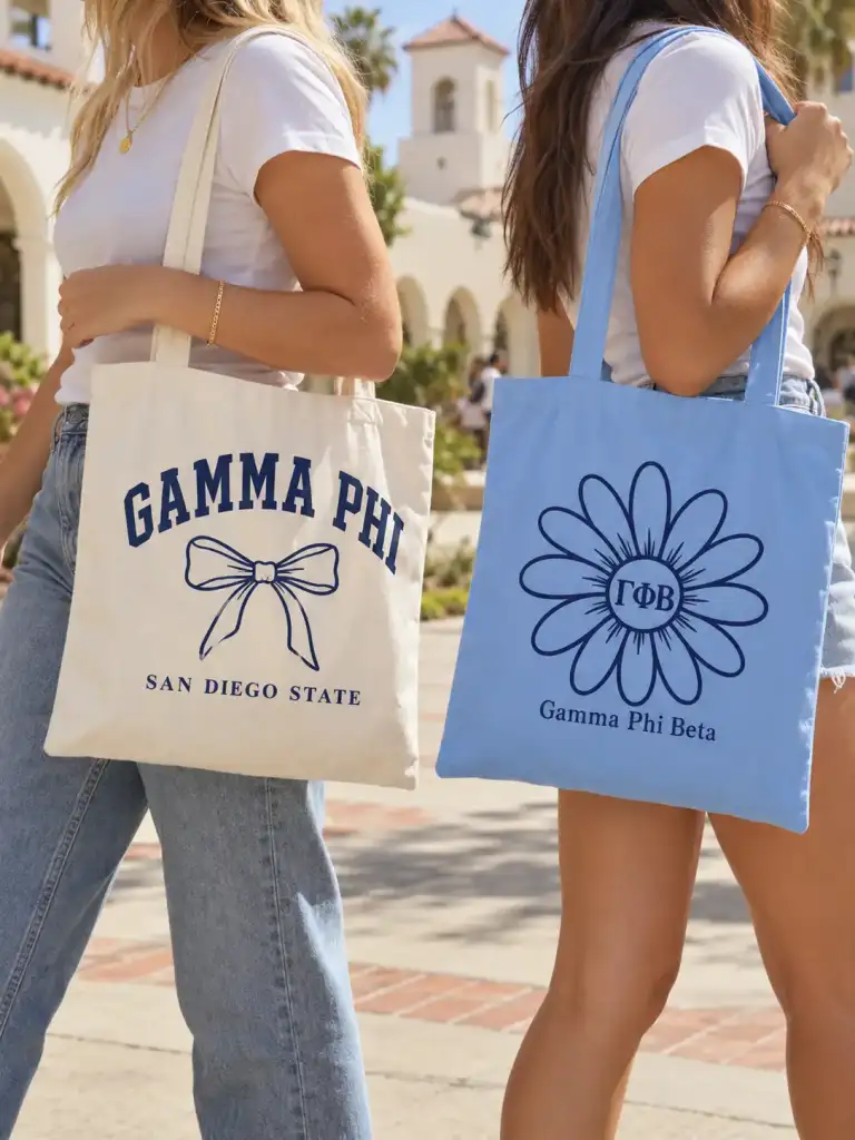 Gamma Phi Beta Totes — Bow & Floral